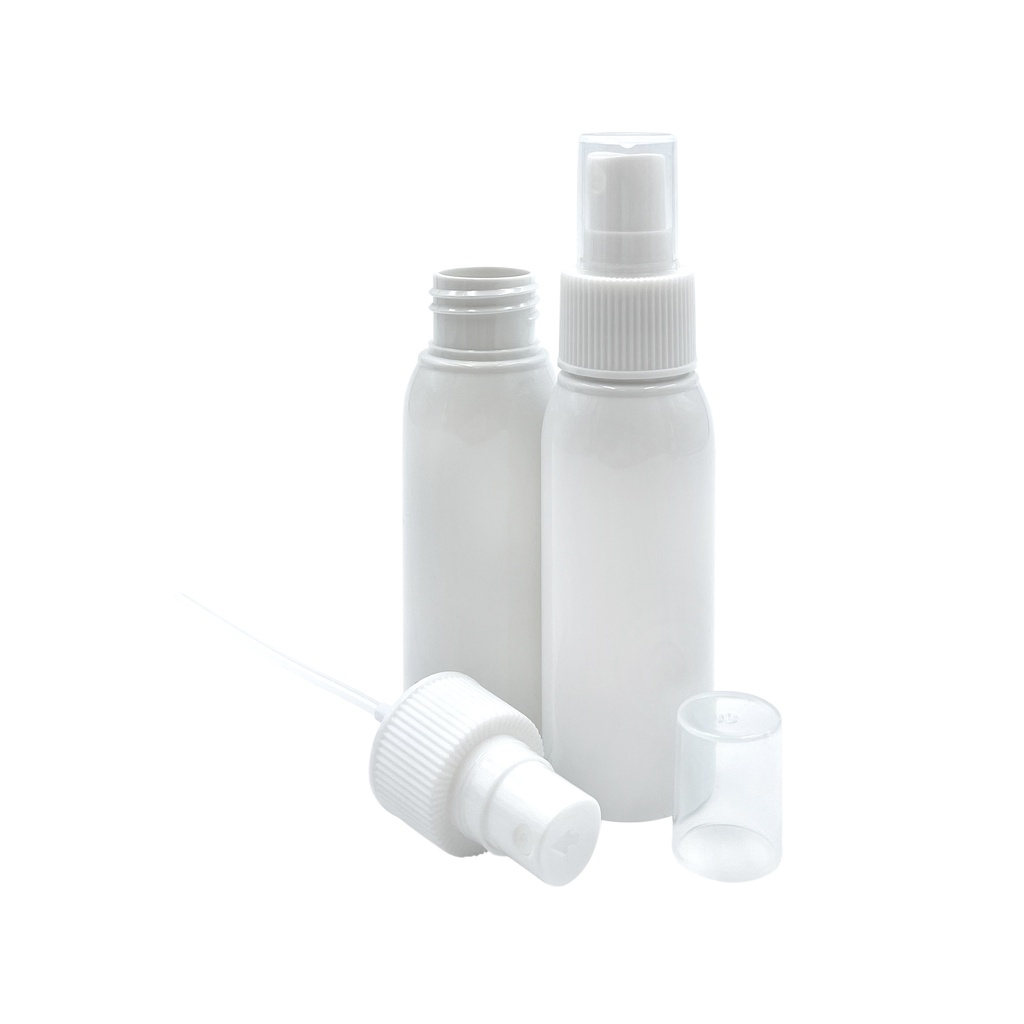 Spray set: Bottle PET white 60mL + spray + cap per 33