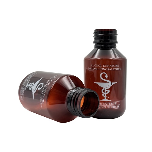 [4910360] Flacon PET imprimé Alcool denature veral brun 100mL  din28 par 50