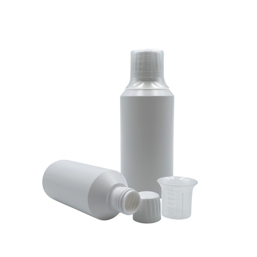[4627659] Mondspoel set: Fles wit 250mL + dop + doseerbeker per 25
